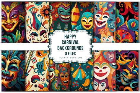 Happy Carnival Backgrounds Pack Graphic By Poster Boutique Creative