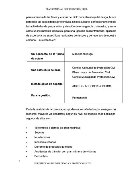 Plan Comunal de Protección Civil y Emergencias 2018 2020 by