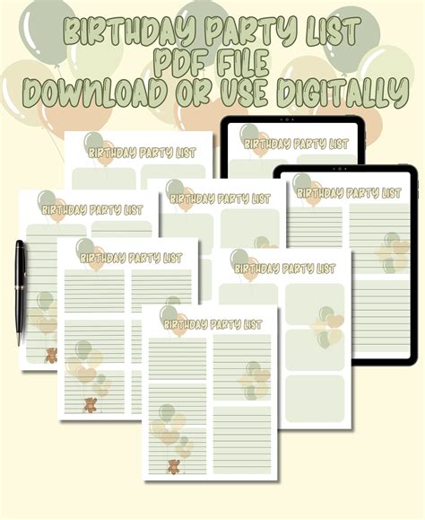 birthday list template  file party supplies list list template