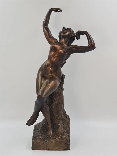 Bid Now Jef Lambeaux La Bacchante Aux Raisins Bronze