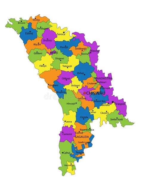 Colorido Mapa Político Moldavo Con Capas Claramente Separadas