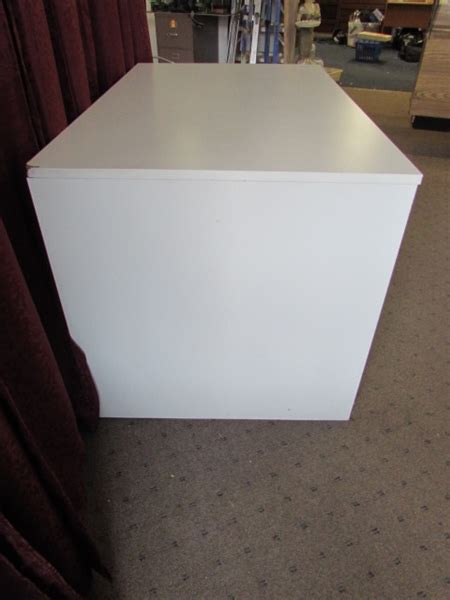 Lot Detail WHITE DESK WITH FILE DRAWERS