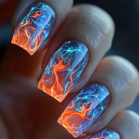 Flame Design Press On Nails Nail Art Nail Designs Spring Nails