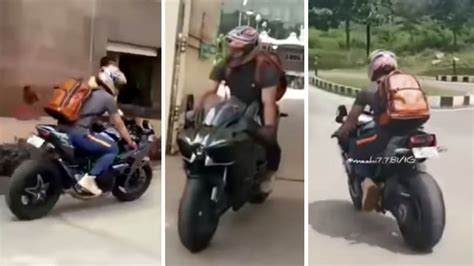 Ms Dhoni Spotted Riding His Kawasaki Ninja H2 Superbike Video