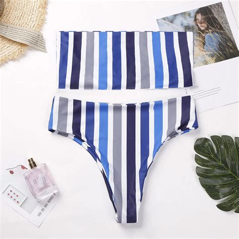 Bikinis Women 2018 Swimwear Low Waist Swimsuit Sexy Striped Bikini Set