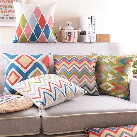 Geometric Decorative Cushion Covers Thick Cotton Linen Throw Pillows