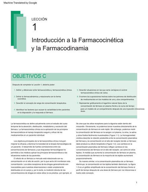 Introducci N A La Farmacocin Tica Lecci N Describir Situaciones En