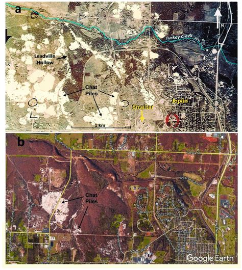 Location Of Mining Wastes Chat Piles In White In A Portion Of The