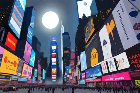 Premium Vector | Times square night lights of technology