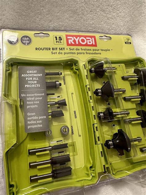 Ryobi Shank Carbide Router Bit Set 15 Piece Power Tool Accessory Case