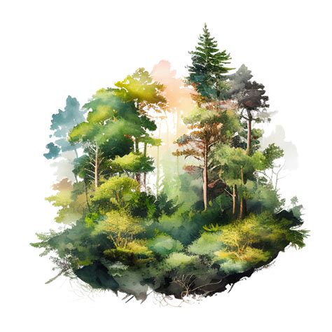 Watercolor Forest Tree Clipart Ai Generative 24171297 Png