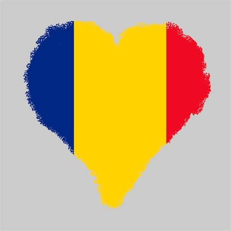 Premium Photo Romania Colorful Flag In Heart Shape With Brush Stroke Style Isolated On Grey