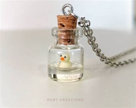 Miniature Glass Bottle Pendant Mini Duck In Bottle Pendant Mini Bottle Glass Bottle Necklace