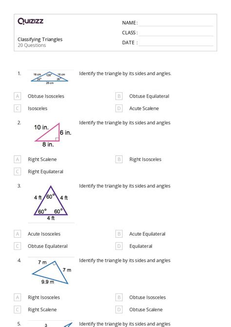 50 Classifying Triangles Worksheets For 5th Grade On Quizizz Free