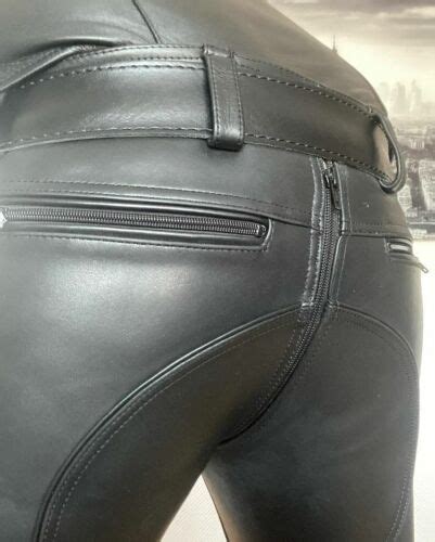 Men Leather Pant Black Quilted Pant Zipper Soft Bikers Trouser Ebay