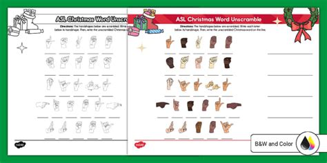 ASL Christmas Word Unscramble Activity L Enseignant A Fait