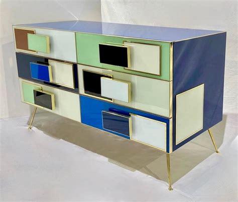 Moderne Italienische Kommode Schrank Aus Messing Im Mondrian Stil In