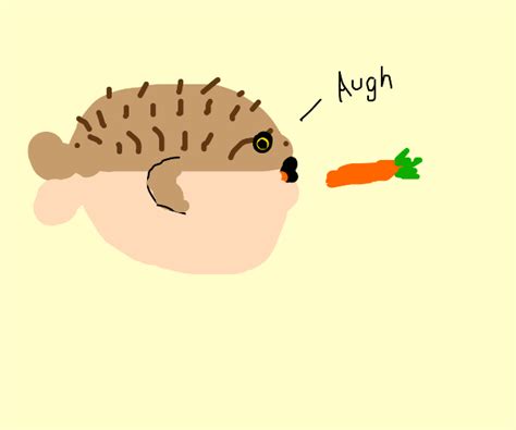 Pufferfish eating carrot - Drawception