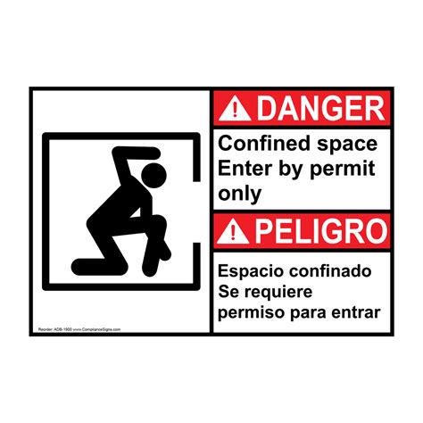 ANSI DANGER Confined Space Sign ADE-1785 Industrial Notices