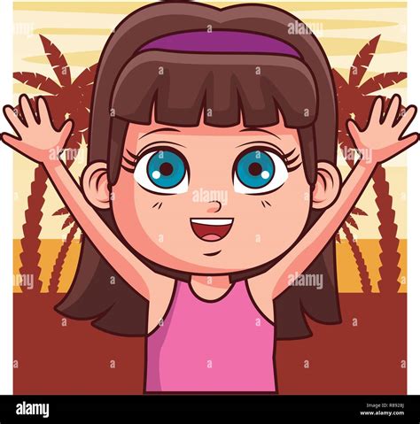 Girl Summer Cartoon Stock Vector Image And Art Alamy