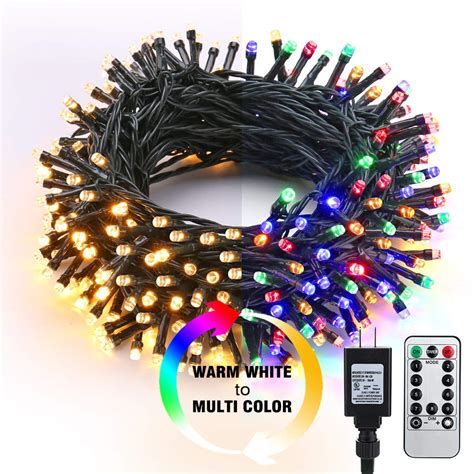 LED String Lights, 82ft 200 LED 9-Function Color Changing Warm White ...