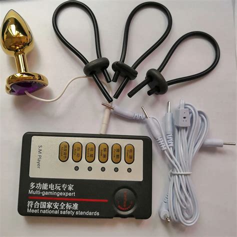 New Penis Plug Rings Electric Shock Host And Cable Electro Shock Sex