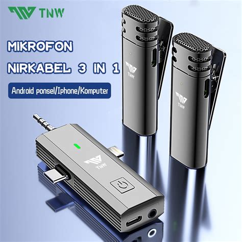 Jual TNW 3 IN 1 Microphone Wireless Dual Mikrofon Clip On Mic Bluetooth