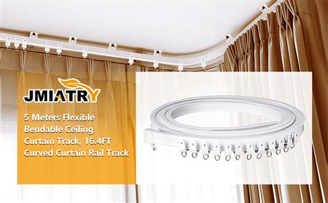 JMIATRY 5 Metres Flexible Bendable Ceiling Curtain Track 16 4FT Curved