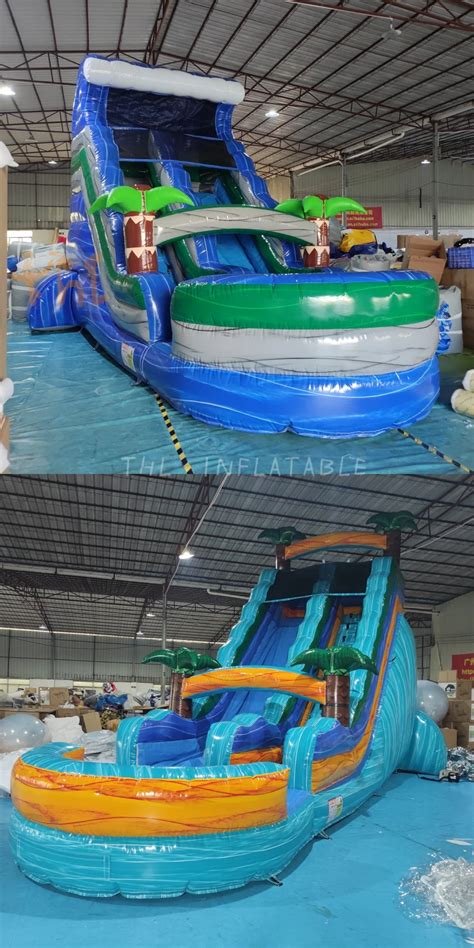 Giant Inflatable Water Slide For Adult Bouncy Castle Commercial Inflatable Water Slide With Pool