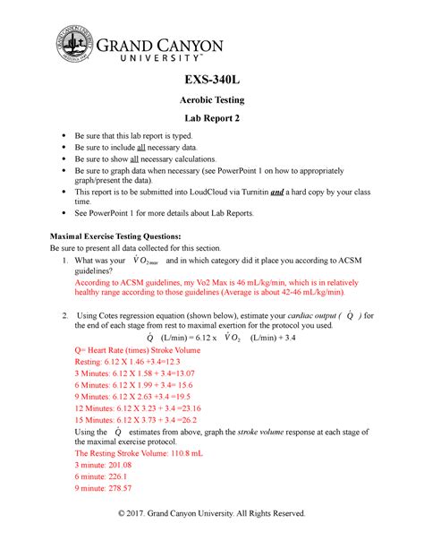 EXS 340L RS Benchmark Lab Report 2 EXS 340L Aerobic Testing Lab