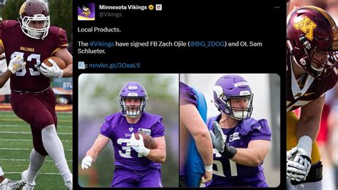 Minnesota Vikings Sign Two Rookie Camp Tryouts To The 90 Man Roster