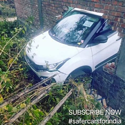 Tata Nexon Breaks Wall After High Speed Accident