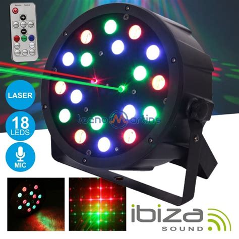 Projector Par C 18 Leds Rgb Lasers Comando Mic Dmx Ibiza