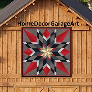 Barn Quilt Sign Sixteen Point Star Red Square Metal Sign With Uv