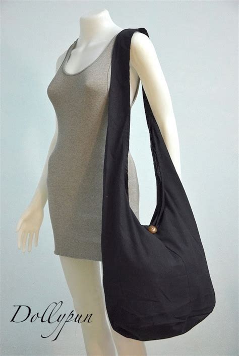 Black Cotton Messenger Bag Shoulder Bag Handbags Hippie Bag Etsy