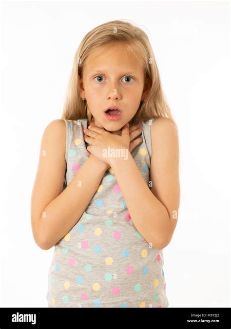 Close Up Portrait Cute Scared Young Kid With A Shocked Surprised