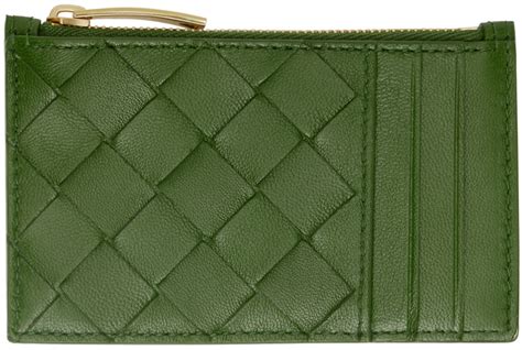 Bottega Veneta Green Zipped Card Holder SSENSE UK