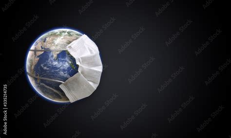 Planet Earth Globe With Face Mask Protect World Medical Concept Earth