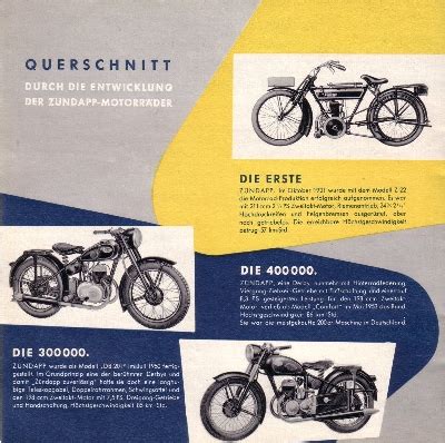 Motor lit de Zündapp 500 000 Motorräder Prospekt brochure 1954