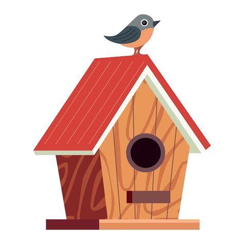 Nichoir En Bois Pour Oiseaux Nichoir Pour Animaux Vecteur Premium