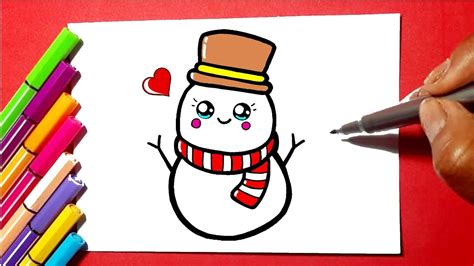 How To Draw Kawaii Snowman Como Desenhar Boneco De Neve Christmas