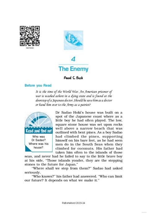 Up Board Book Class 12 English Vistas Chapter 4 The Enemy