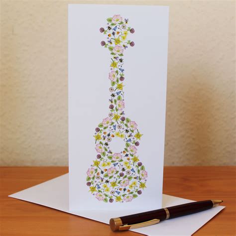 Floral Ukulele Greetings Card