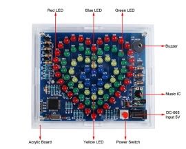 Rgb Heart Shaped Led Flashing Light Kit Soldering Projects