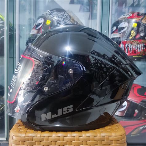 Jual Helm Njs Kairoz Solid Black Glossy Half Face Njs Kairoz Shopee