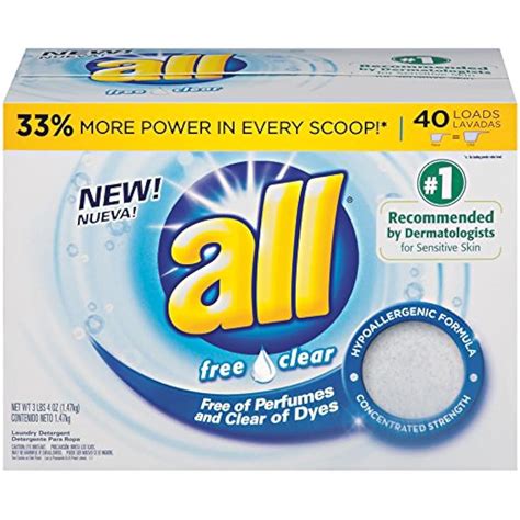 Powder Laundry Detergent, Free Clear For Sensitive Skin, 52 Ounces, 40 Loads All | eBay