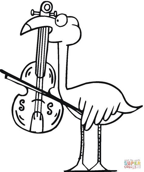 Flamingo Plays viola coloring page | Free Printable Coloring Pages