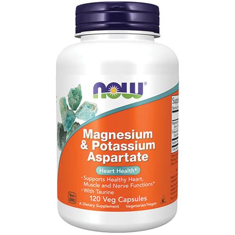 NOW Foods Magnesium & Potassium Aspartate 120 Veg Caps - Swanson Health ...