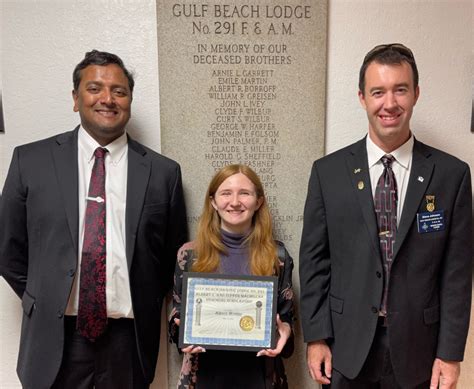 Gulf Beach Lodge Awards Scholarship Gulf Beach Masonic Lodge No