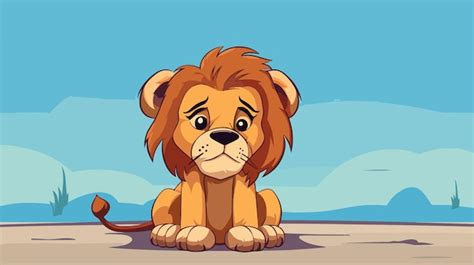 Sad Lion Cartoon Illustration Expressive 2D Digital Artwork for Design ...